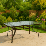 Τραπέζι Εξωτερικού Χώρου Μεταλλικό με Γυάλινη Επιφάνεια Bruno Καφέ 150x90x72εκ. - Image 6