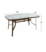 Τραπέζι Εξωτερικού Χώρου Μεταλλικό με Γυάλινη Επιφάνεια Bruno Καφέ 150x90x72εκ. - Image 5