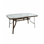 Τραπέζι Εξωτερικού Χώρου Μεταλλικό με Γυάλινη Επιφάνεια Bruno Καφέ 150x90x72εκ.