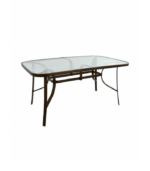 Τραπέζι Εξωτερικού Χώρου Μεταλλικό με Γυάλινη Επιφάνεια Bruno Καφέ 150x90x72εκ.