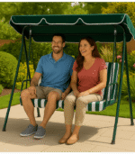 Κούνια με Βάση και Μαξιλάρι 3 Θέσεων Μεταλλική Πράσινη - Image 3