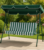 Κούνια με Βάση και Μαξιλάρι 3 Θέσεων Μεταλλική Πράσινη - Image 2