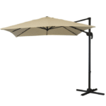 Επαγγελματική Ομπρέλα Κρεμαστή Τετράγωνη Μεταλλική Μπεζ με Βάση Στήριξης 2.5x2.5m