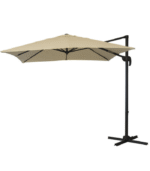 Επαγγελματική Ομπρέλα Κρεμαστή Τετράγωνη Μεταλλική Μπεζ με Βάση Στήριξης 2.5x2.5m