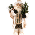 Διακοσμητικός Άγιος Βασίλης με γούνα (Μπεζ - Χρυσό)
