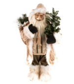 Διακοσμητικός Άγιος Βασίλης με γούνα (Μπεζ - Χρυσό)