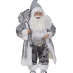 Διακοσμητικός Άγιος Βασίλης με πούλιες (Ασημί)