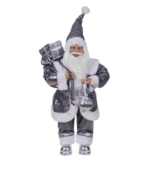 Διακοσμητικός Άγιος Βασίλης με πούλιες (Ασημί - Γκρι)