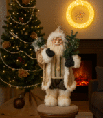 Διακοσμητικός Άγιος Βασίλης με γούνα (Μπεζ - Χρυσό) - Image 3