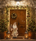 Διακοσμητικός Άγιος Βασίλης με κάπα (Μπεζ - Χρυσό) - Image 3