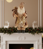 Διακοσμητικός Άγιος Βασίλης με κάπα (Μπεζ - Χρυσό) - Image 2