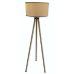 Ξύλινο Φωτιστικό Ορθοστάτης Τρίποδο με Καπέλο (LMP-CR)