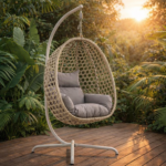 Κρεμαστή κούνια rattan με μαξιλάρια - Μπεζ - Image 2