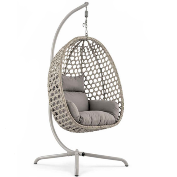 Κρεμαστή κούνια rattan με μαξιλάρια - Μπεζ