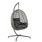 Κρεμαστή κούνια rattan με μαξιλάρια - Γκρι