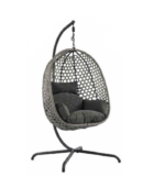 Κρεμαστή κούνια rattan με μαξιλάρια - Γκρι