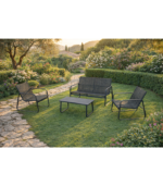 Σαλόνι σετ/4τεμ. 2θεσ. καναπές με 2 πολυθρόνες & τραπεζάκι - Σκούρο γκρι - Image 3