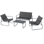 Σαλόνι σετ/4τεμ. 2θεσ. καναπές με 2 πολυθρόνες & τραπεζάκι - Σκούρο γκρι