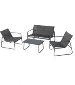 Σαλόνι σετ/4τεμ. 2θεσ. καναπές με 2 πολυθρόνες & τραπεζάκι - Σκούρο γκρι