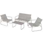Σαλόνι σετ/4τεμ. 2θεσ. καναπές με 2 πολυθρόνες & τραπεζάκι - Ανοικτό γκρι