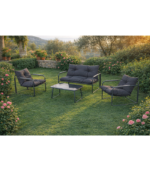 Σαλόνι σετ/4τεμ. 2θεσ. καναπές με 2 πολυθρόνες & τραπεζάκι - Σκούρο γκρι - Image 3