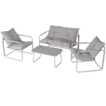 Σαλόνι σετ/4τεμ. 2θεσ. καναπές με 2 πολυθρόνες & τραπεζάκι - Ανοικτό γκρι