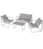 Σαλόνι σετ/4τεμ. 2θεσ. καναπές με 2 πολυθρόνες & τραπεζάκι - Ανοικτό γκρι