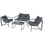 Σαλόνι σετ/4τεμ. 2θεσ. καναπές με 2 πολυθρόνες & τραπεζάκι - Σκούρο γκρι